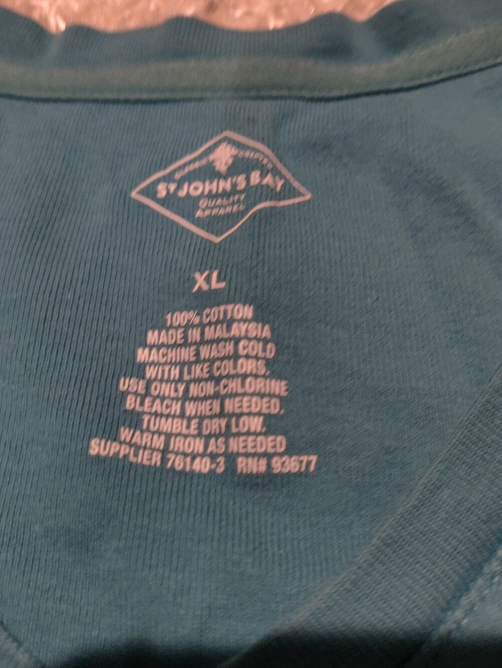 Women's St. John's Bay Teal V-Neck Shirt - Classic Comfort 3/4 Sleeve Size Large - Picture 3 of 6